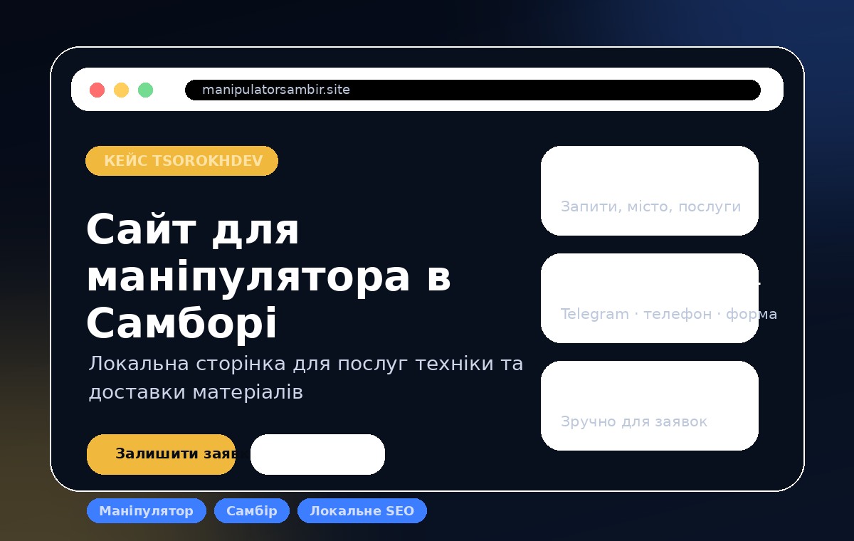 Прев’ю сайту для послуг маніпулятора у Самборі